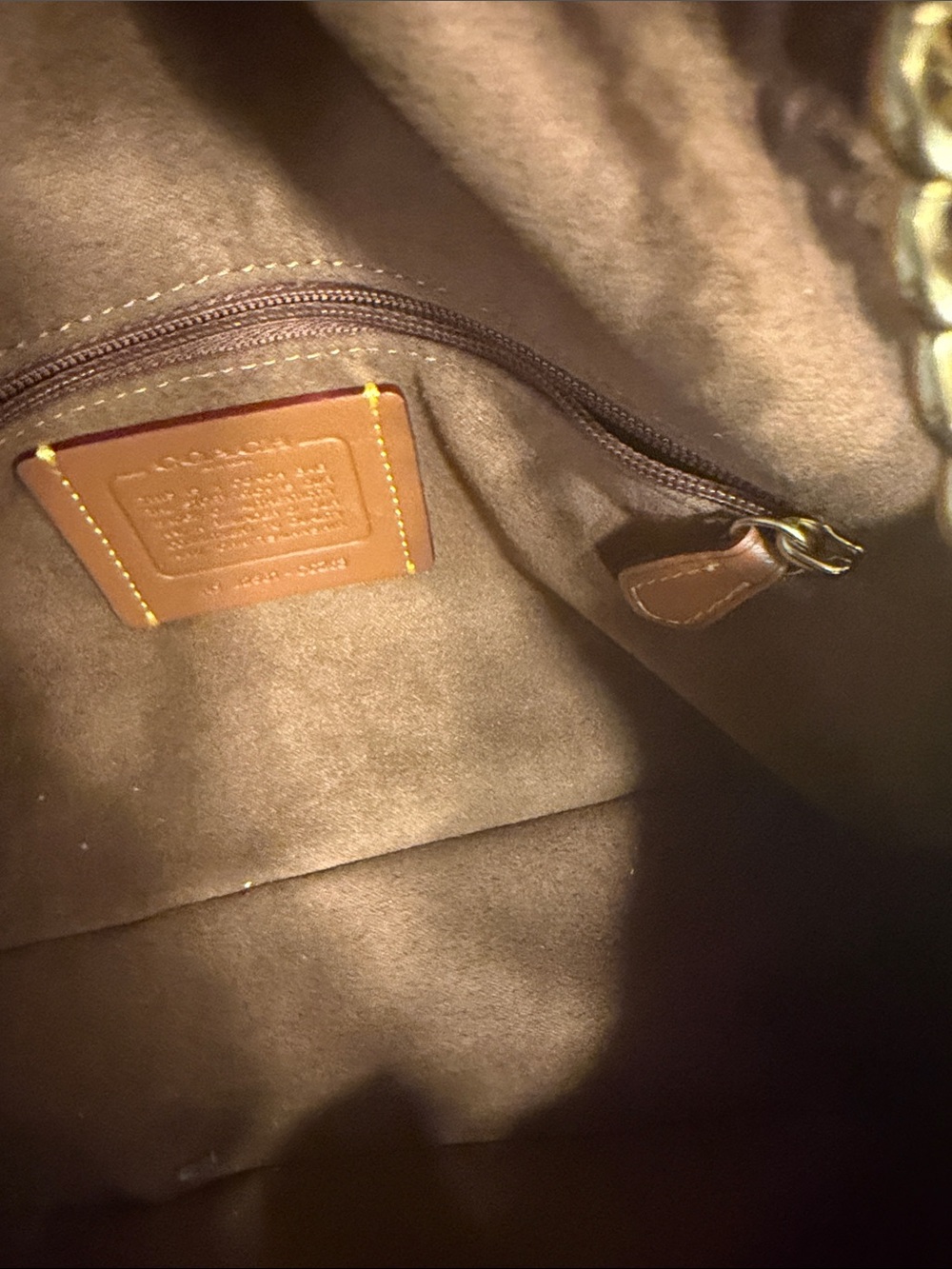 Coach Brown Suede Shoulder Bag with Gold Hardware - Picture 6 of 6